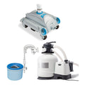 intex 3000 gph pool sand filter pump w/ automatic timer &amp; pool vacuum &amp; skimmer