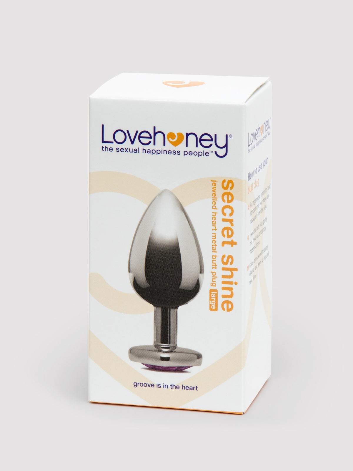 Lovehoney Jeweled Heart Metal Large Butt Plug 3.5 Inch, Silver