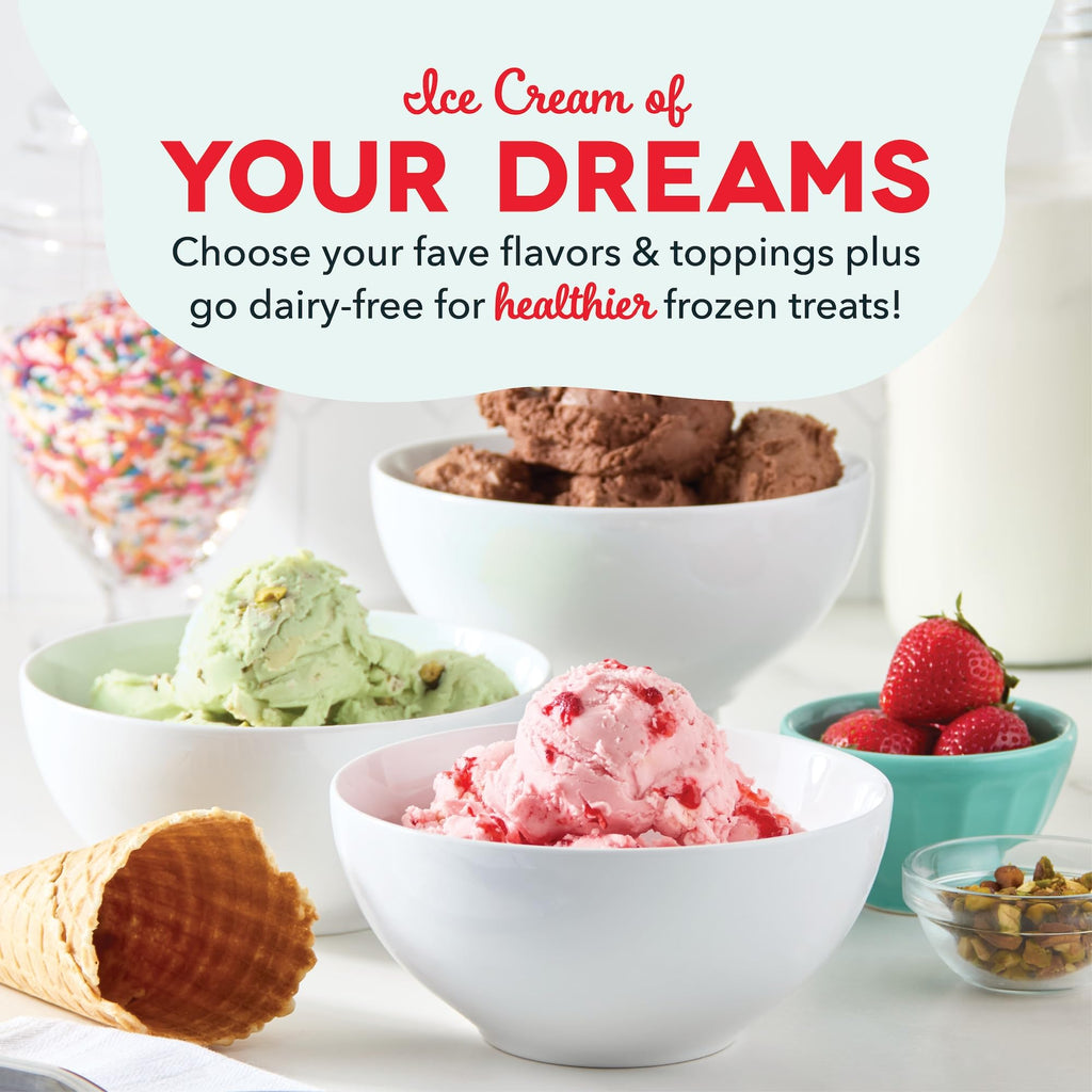 Deluxe Gelato & Ice Cream Maker - HomeMade Dessert Maker with One-Touch Churning - Space-Saving  & Easy to Clean - 2 Quarts, Aqua