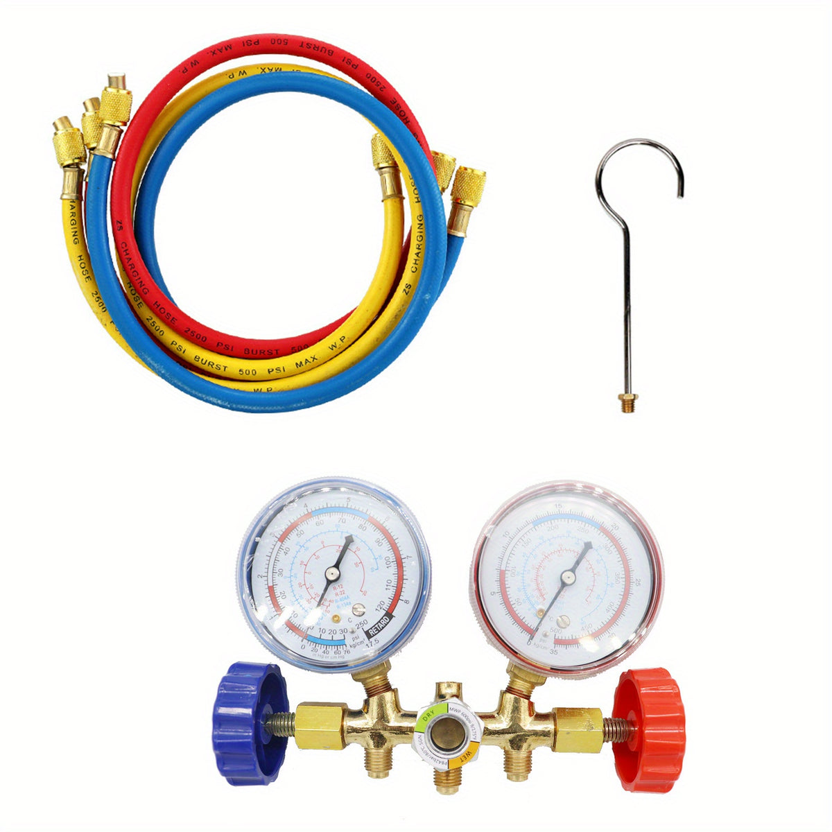 For R12 R22 R404A R134A Manifold Refrigerant GauAir Condition Refrigeration Set Air Conditioning Tools With Hose And Hook