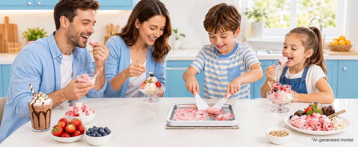 Rolled Ice Cream Maker,  Freeze Tray Ice Cream Maker,Homemade DIY Ice Cream Rolled Maker for Fun Family Activities, Rolled Ice Cream Tray for Yogurt, Sorbetand and Gelatod, White