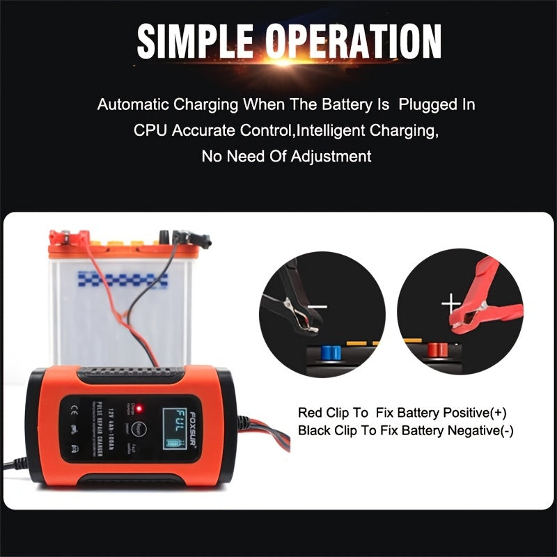 6 Amp 12V Battery Charger Maintainer: Keep Your Car, Boat, Motorcycle, Lawn Mower & More Batteries Fully Charged!