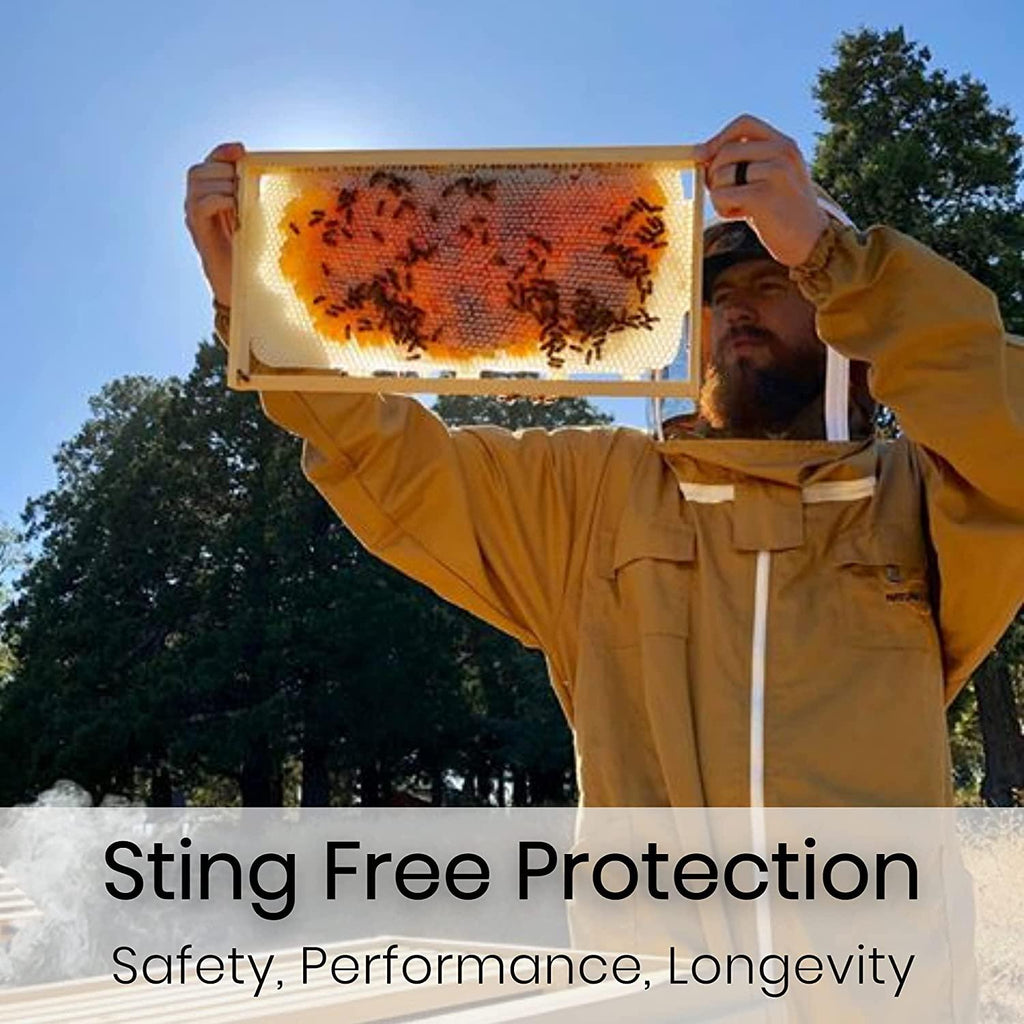 natural apiary - apiarist beekeeping suit with 1 x non-flammable fencing veil mesh - total protection for backyard &amp; beginner bee keepers