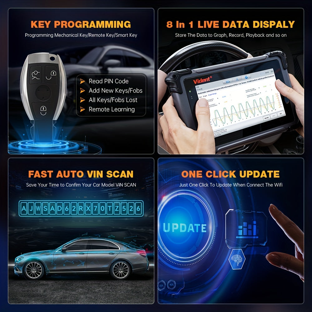 Vident ISmart800 Pro All System OBD2 Scanner Automotive Diagnostic Tool With 40+ Reset Active Test Code Reader Key Coding Tool