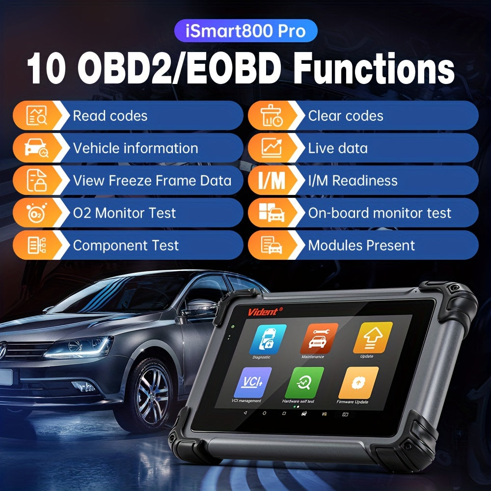 Vident ISmart800 Pro All System OBD2 Scanner Automotive Diagnostic Tool With 40+ Reset Active Test Code Reader Key Coding Tool