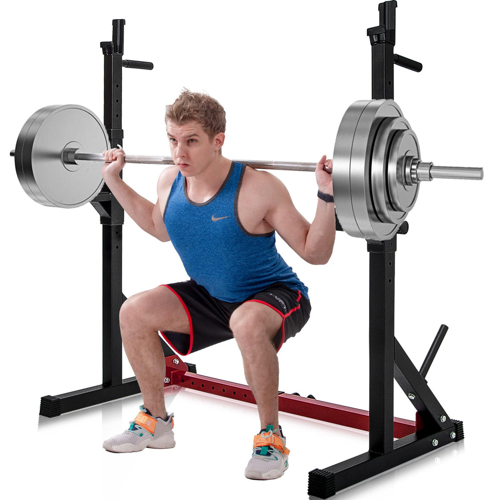 TOMSHOO Adjustable Barbell Rack Max Load 550LBS Multi-Function Dipping Station Squat Stand Home Gym Fitness Weight Bench Press Stand