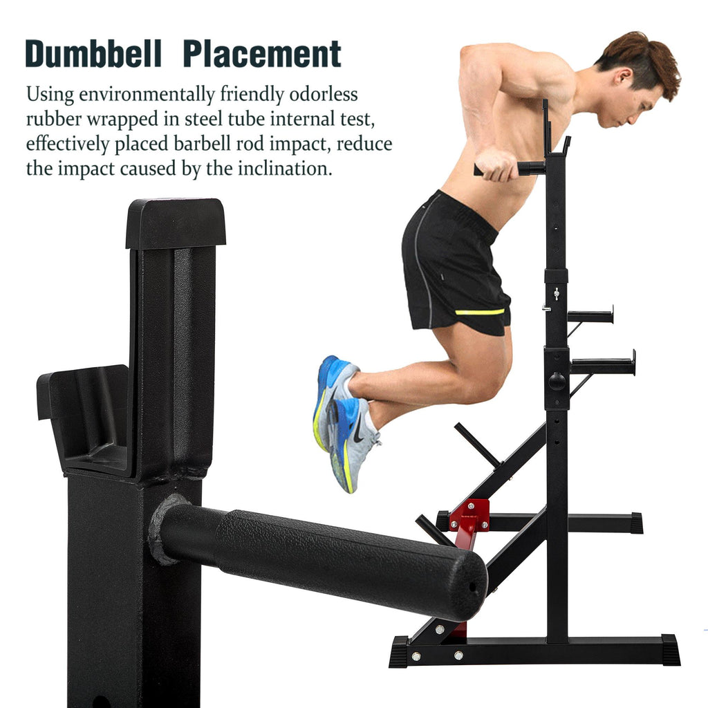 Romacci Adjustable Barbell Rack Max Load 550LBS Multi-Function Dipping Station Squat Stand Home Gym Fitness Weight Bench Press Stand