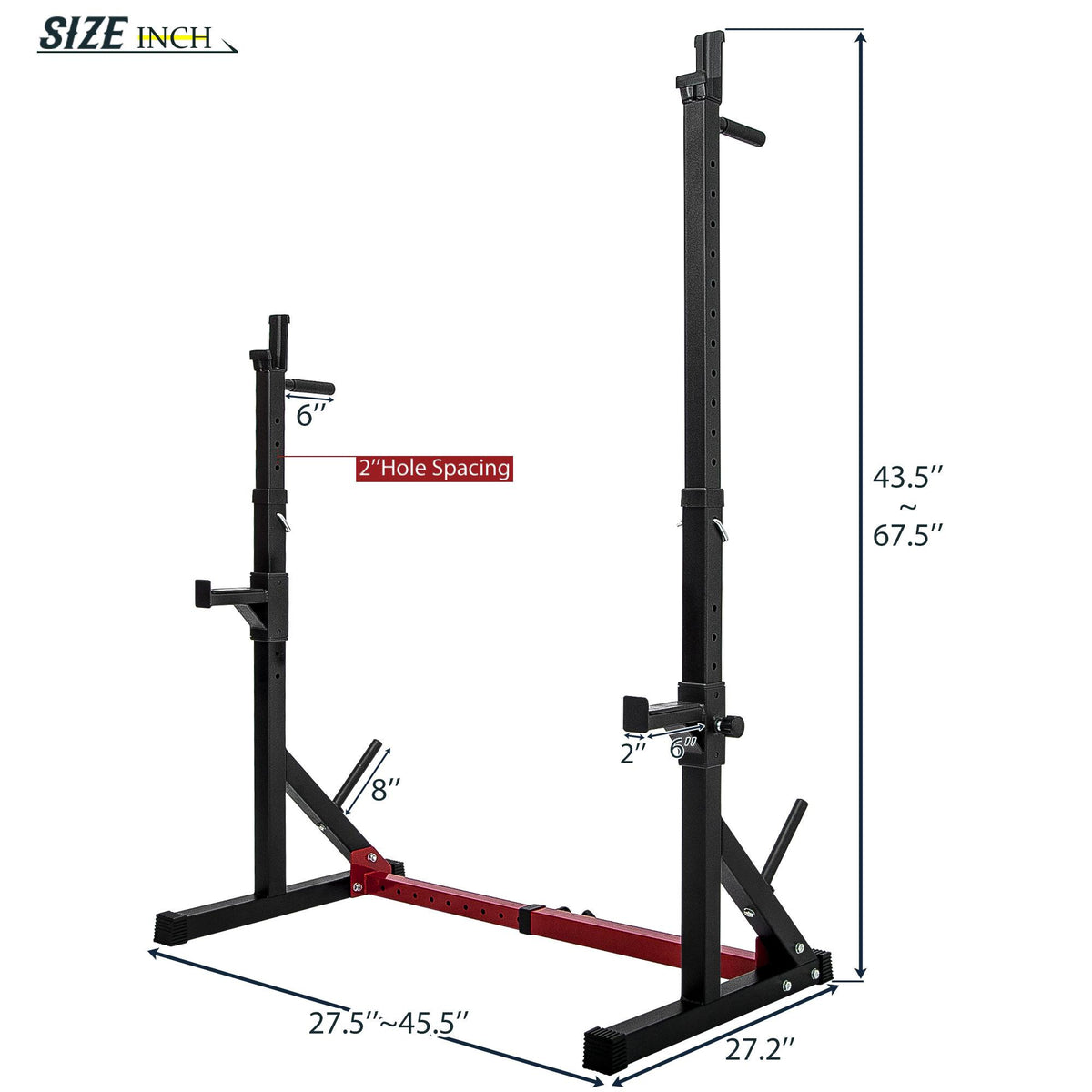 Multi-Function Barbell Rack 550LBS Capacity Dip Stand Home Gym Fitness Adjustable Squat Rack Weight Lifting Bench Press Dipping Station,Strength Training Dumbbell Racks
