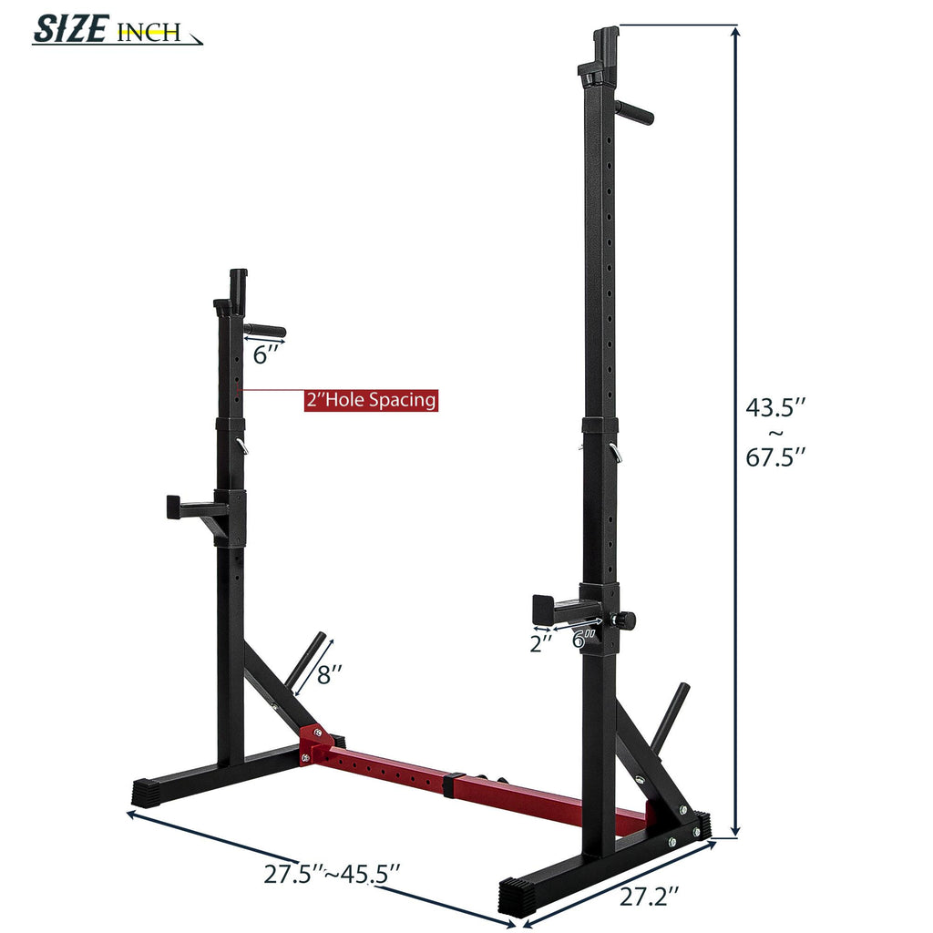TOMSHOO Adjustable Barbell Rack Max Load 550LBS Multi-Function Dipping Station Squat Stand Home Gym Fitness Weight Bench Press Stand