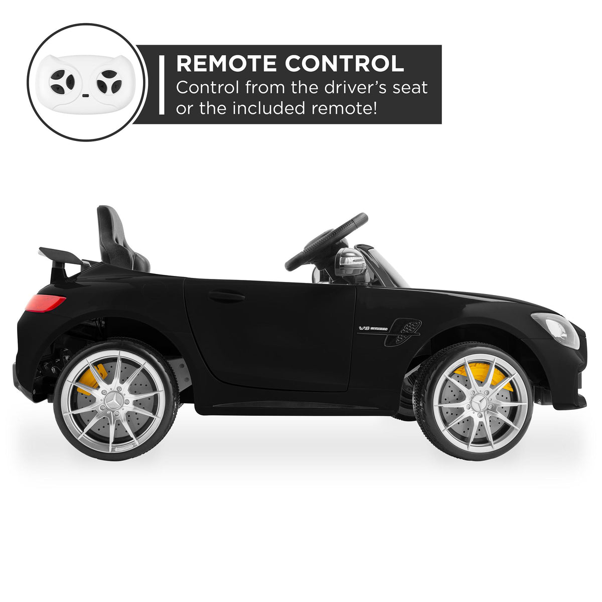 Kids 12V Officially Licensed Mercedes-Benz GTR Ride On Car w/ Parent Remote Control, AUX - Black