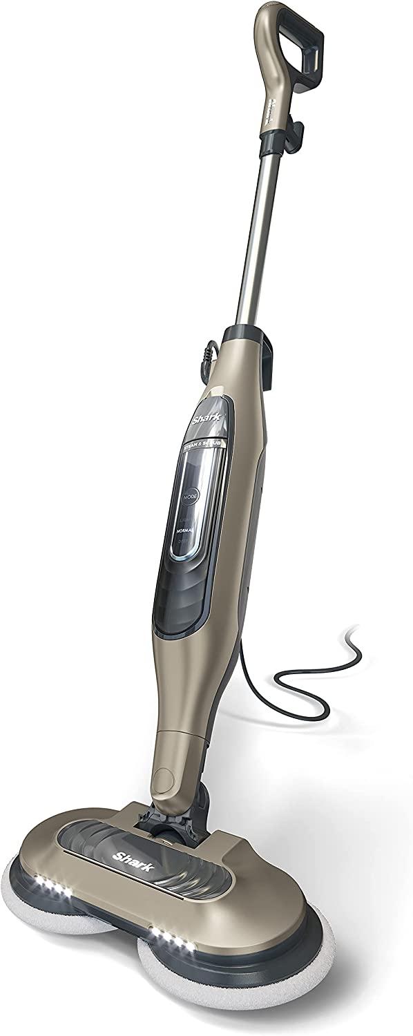 Shark S7001 Mop, Scrub &amp; Sanitize at The Same Time, Designed for Hard Floors, with 4 Dirt Grip Soft Scrub Washable Pads, 3 Steam Modes &amp; LED Headlights, Gold, 13.7 in L x 6.75 in W x 46.5 in H
