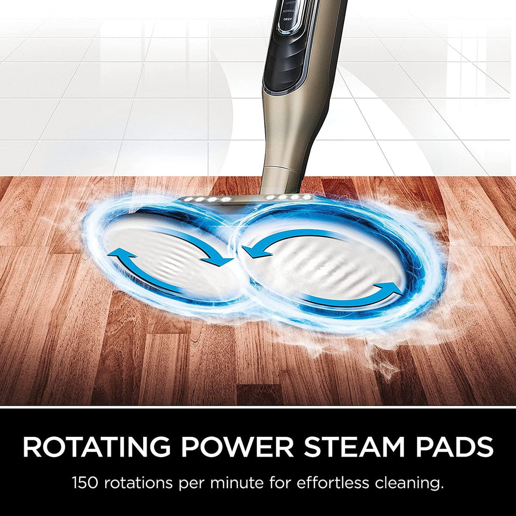 Shark S7001 Mop, Scrub &amp; Sanitize at The Same Time, Designed for Hard Floors, with 4 Dirt Grip Soft Scrub Washable Pads, 3 Steam Modes &amp; LED Headlights, Gold, 13.7 in L x 6.75 in W x 46.5 in H