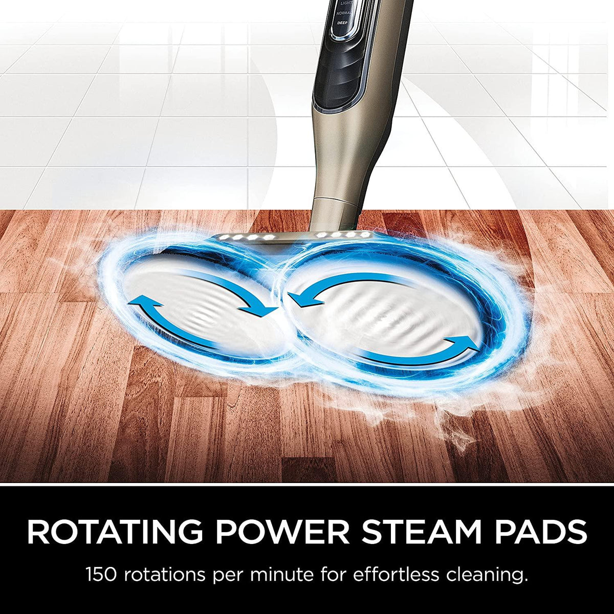 Shark S7001 Mop, Scrub &amp; Sanitize at The Same Time, Designed for Hard Floors, with 4 Dirt Grip Soft Scrub Washable Pads, 3 Steam Modes &amp; LED Headlights, Gold, 13.7 in L x 6.75 in W x 46.5 in H