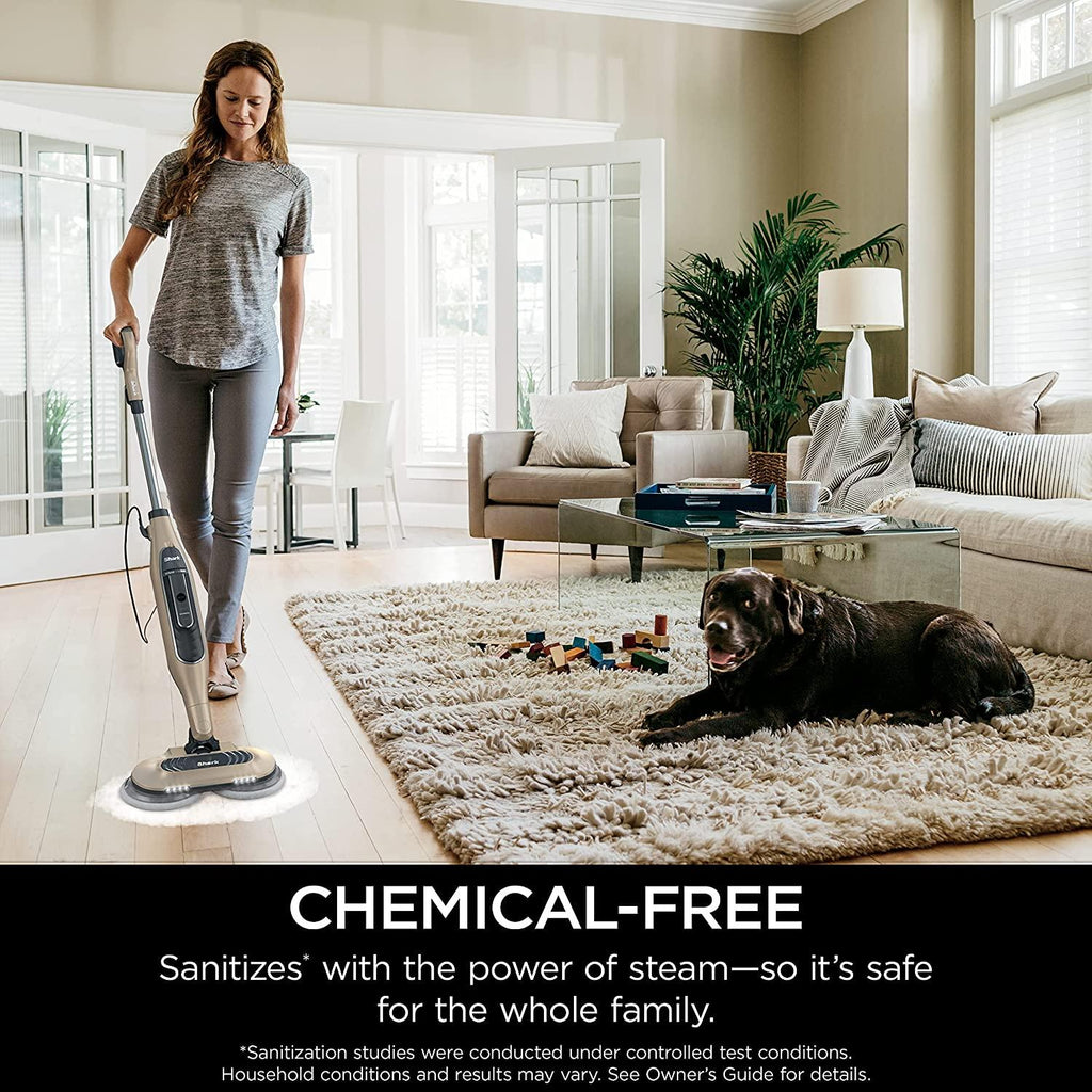 Shark S7001 Mop, Scrub &amp; Sanitize at The Same Time, Designed for Hard Floors, with 4 Dirt Grip Soft Scrub Washable Pads, 3 Steam Modes &amp; LED Headlights, Gold, 13.7 in L x 6.75 in W x 46.5 in H