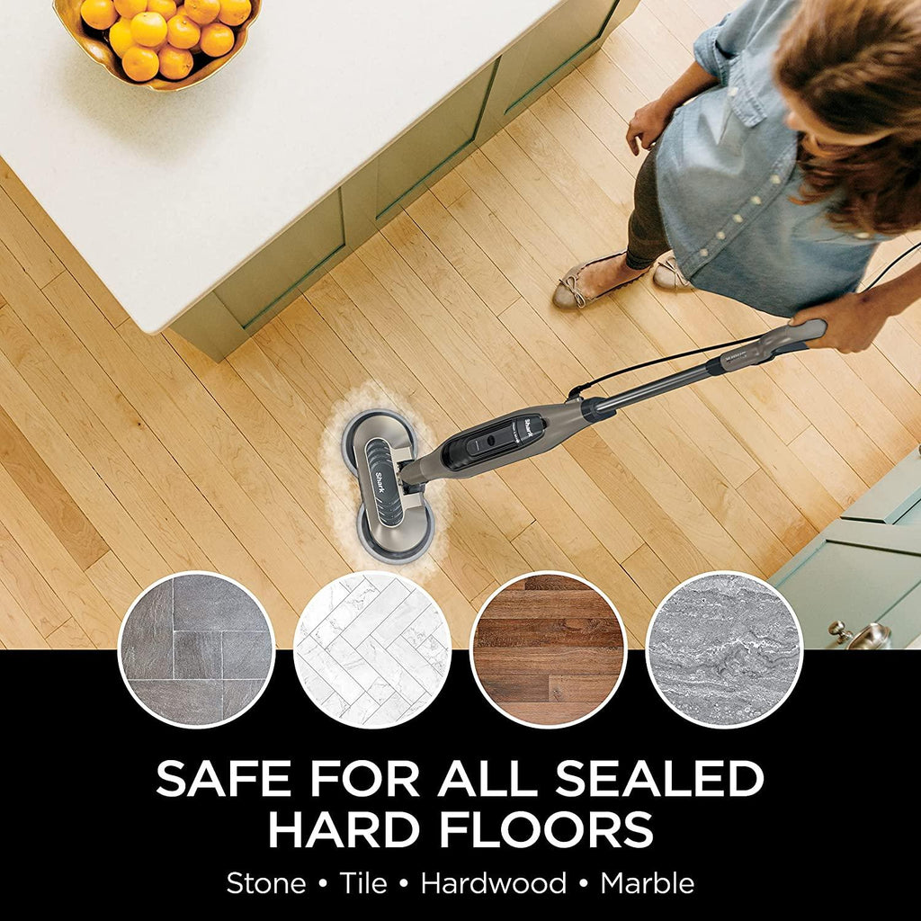 Shark S7001 Mop, Scrub &amp; Sanitize at The Same Time, Designed for Hard Floors, with 4 Dirt Grip Soft Scrub Washable Pads, 3 Steam Modes &amp; LED Headlights, Gold, 13.7 in L x 6.75 in W x 46.5 in H