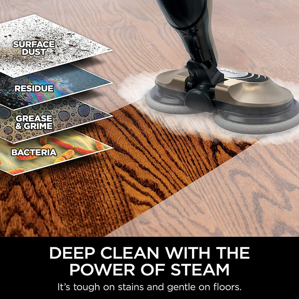Shark S7001 Mop, Scrub &amp; Sanitize at The Same Time, Designed for Hard Floors, with 4 Dirt Grip Soft Scrub Washable Pads, 3 Steam Modes &amp; LED Headlights, Gold, 13.7 in L x 6.75 in W x 46.5 in H