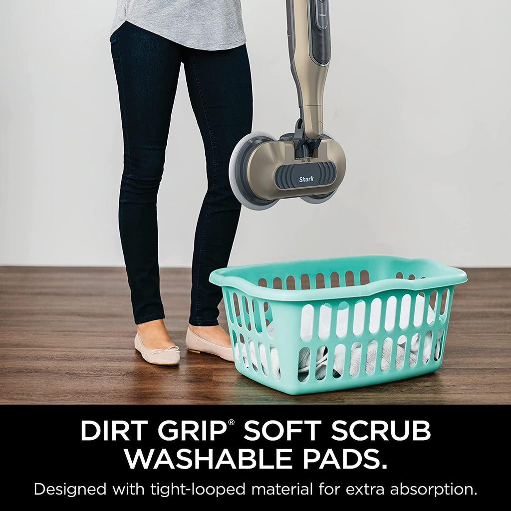 Shark S7001 Mop, Scrub &amp; Sanitize at The Same Time, Designed for Hard Floors, with 4 Dirt Grip Soft Scrub Washable Pads, 3 Steam Modes &amp; LED Headlights, Gold, 13.7 in L x 6.75 in W x 46.5 in H