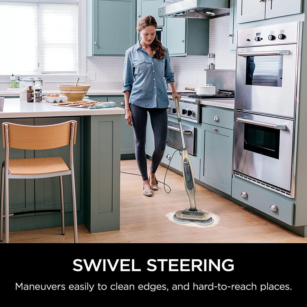Shark S7001 Mop, Scrub &amp; Sanitize at The Same Time, Designed for Hard Floors, with 4 Dirt Grip Soft Scrub Washable Pads, 3 Steam Modes &amp; LED Headlights, Gold, 13.7 in L x 6.75 in W x 46.5 in H