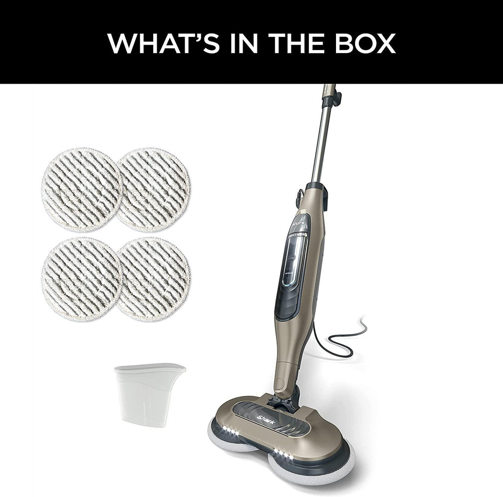 Shark S7001 Mop, Scrub &amp; Sanitize at The Same Time, Designed for Hard Floors, with 4 Dirt Grip Soft Scrub Washable Pads, 3 Steam Modes &amp; LED Headlights, Gold, 13.7 in L x 6.75 in W x 46.5 in H