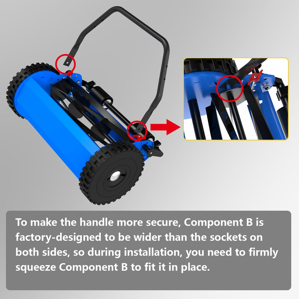 16-Inch Reel Lawn Mower with Grass Catcher and Tool-Blade Adjustment, 5-Blade Manual Push Lawn Mower, 5-Position Height Adjustable