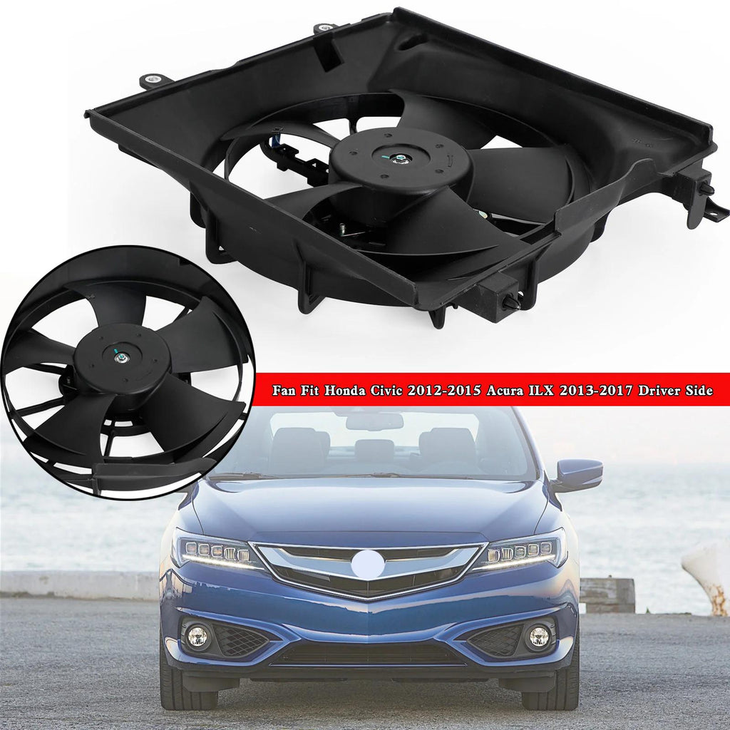 2015 Honda Civic SE Radiator Cooling Fan Driver Side 19030R1AA01PFM TYC601350 HO3115158 19015R1AA01 19020RSAG01 19015-R1A-A01 Generic