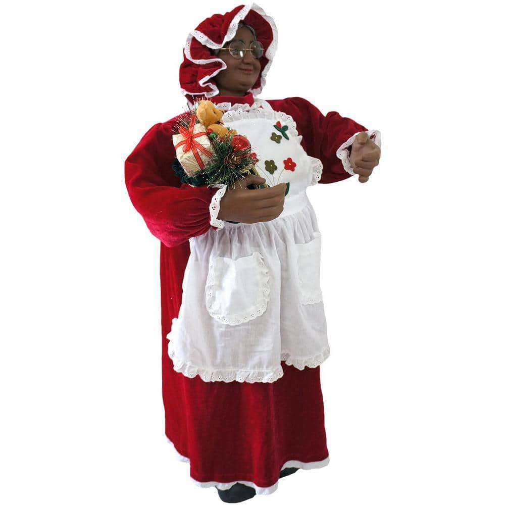 36 in. Music and Motion Christmas African American Mrs. Claus with Apron