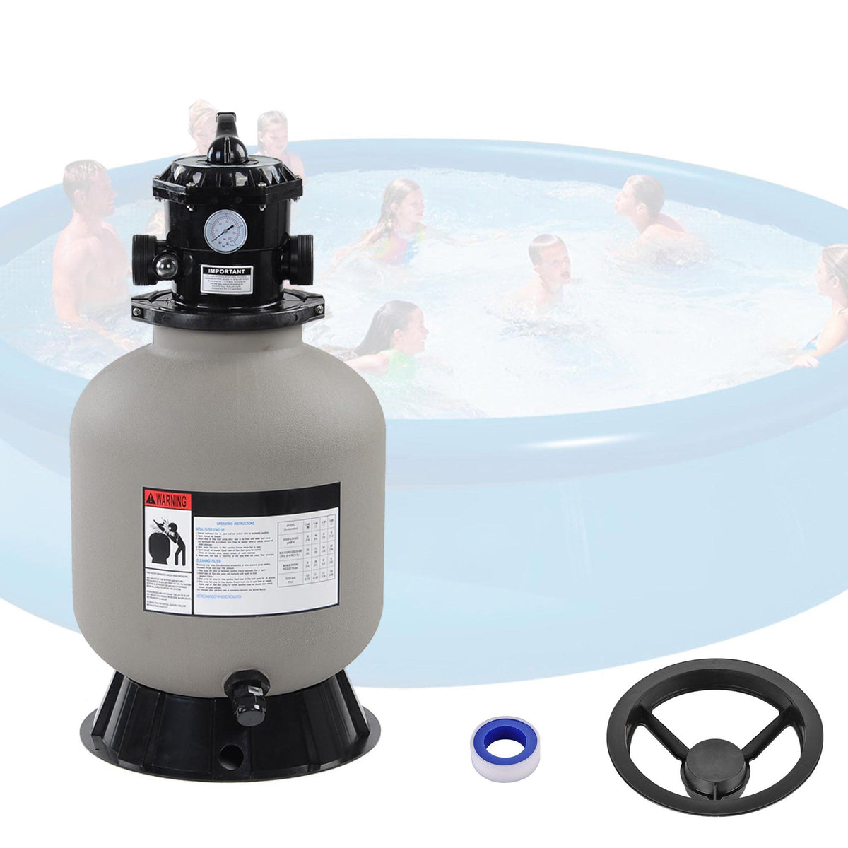 Yescom 16" Swimming Pool Sand Filter Above Inground Pond Fountain Fit 0.35-0.75HP Pump