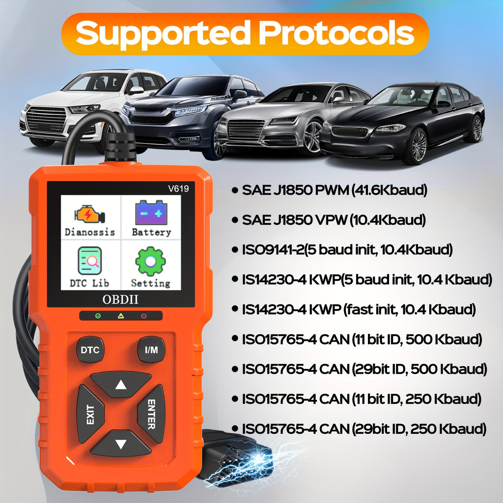 OBD2 Scanner Diagnostic Tool, Enhanced Check Engine Code Reader with Reset OBDII/EOBD Car Diagnostic Scan CAN Tools for All Vehicles After 1996