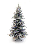 Perfect Holiday 7.5' Pre-Lit Slim Flocked Christmas Tree White Multicolor Lights