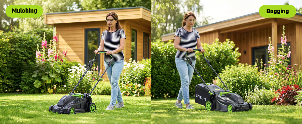 40V 17 Inch Electric Lawn Mower Cordless, Brushless Motor, 6-Position Height Adjustment, 2-in-1 Bagging &amp; Mulching, Includes 2 x 4.0Ah Batteries and Battery Charger