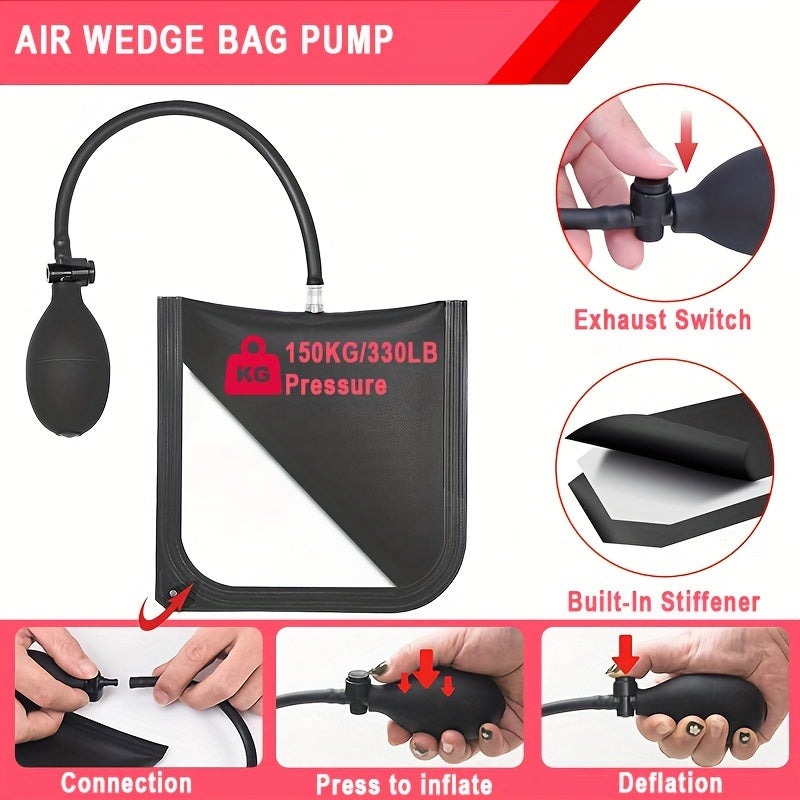 18pcs Car Tool Kit, Stretchable Adjustable Grab, Air WedBag Pump, Undamaged Wedge, Wrench, Nut And Handbag Roadside Car Emergency Kit