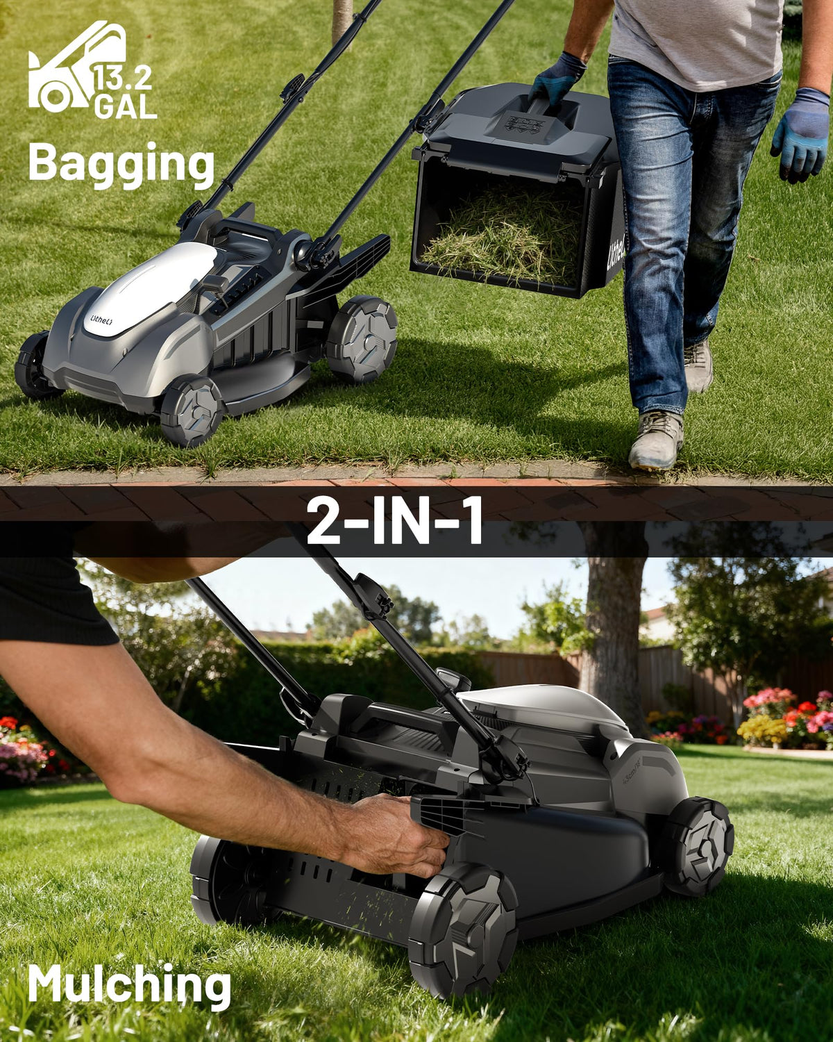 18-inch 40V Self-Propelled Brushless Lawn Mower for Garden Yards, Lightweight Cordless Mower with 6-Position Height Adjustment, 2×5.0Ah Batteries Included