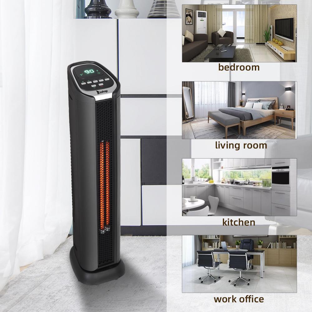 1500W Electric Space Heater with Remote Control, SEGMART 24" Portable Fast Heating Infrared Personal Heater, 2 Element Quartz Electric Fireplace Heater w/Adjustable Thermostat for Home Office, S8649