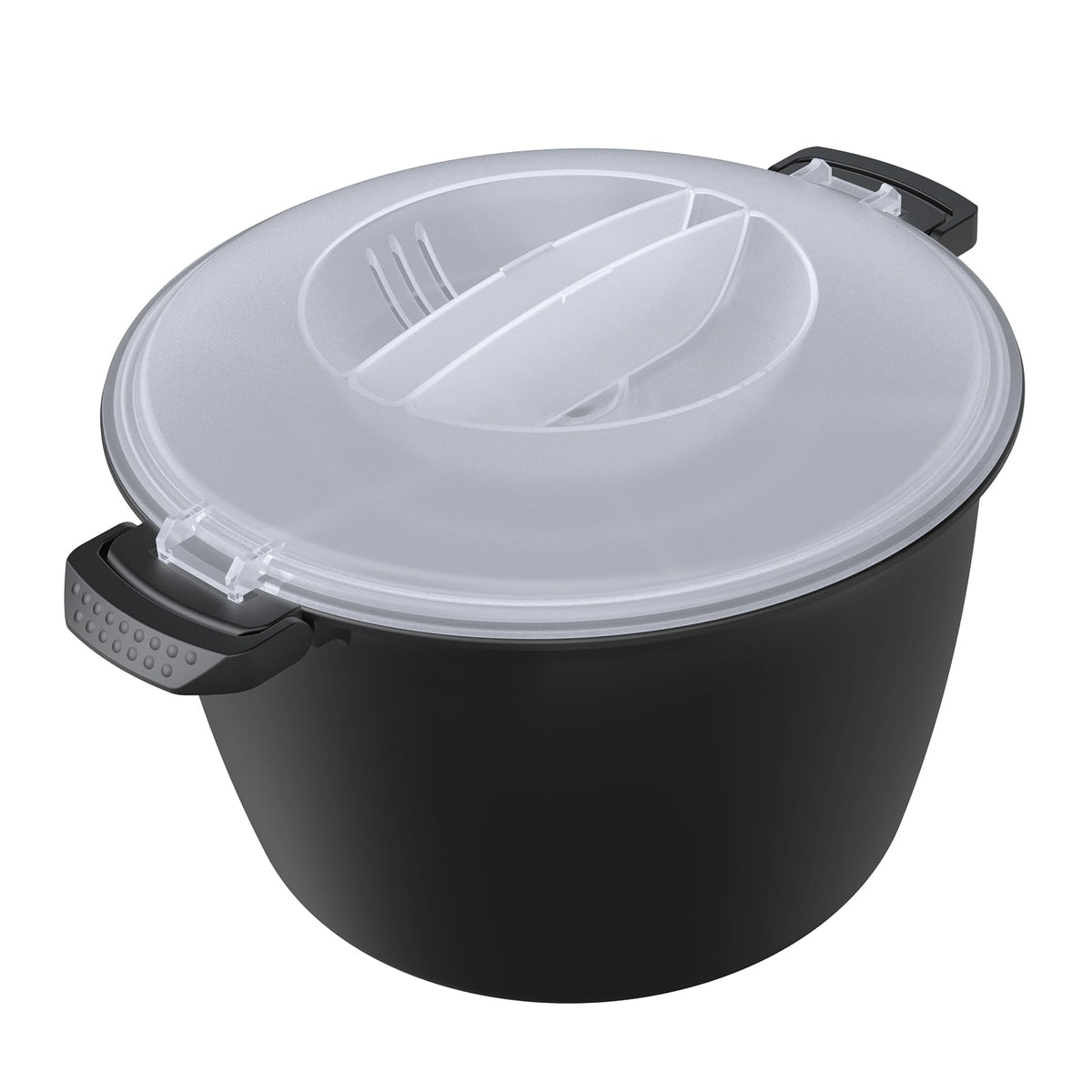 Professional LarMicro Cookware 3 Quart, Microwave Rice Cooker, Microwave Steamer for Vegetables, Safe as Mixing and Serving Bowls, Food StoraContainer, Cooker for Microwave- BPA Free, Dishwasher Safe