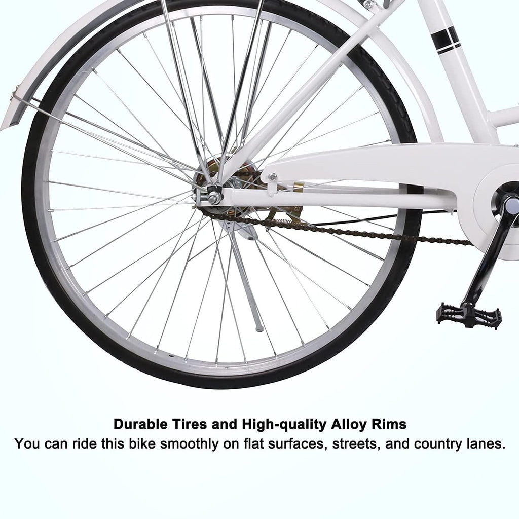 WINTECY Cruiser Bike Women 24 Inch, Men Women Bike Road Bicycle with Basket for Adults - 24 Inch Wheels