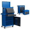 Rolling Tool Chest, 5-Drawer Tool Box Organizer w/Lockable Wheels & Sliding Drawers & Detachable Top & Adjustable Shelf, Tool StoraCabinet for GaraWorkshop (Blue)