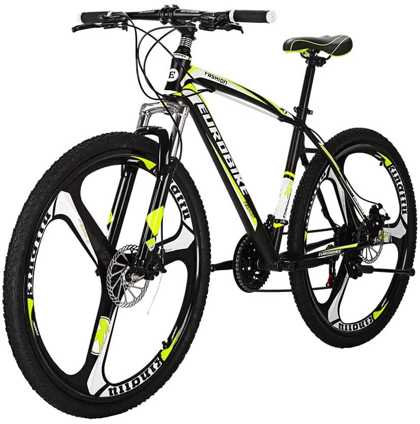 SD X1 27.5 Inch Adult Mountain Bike Steel Frame 3 Spoke Wheel Mechanical Disc Brake 21 Speed Gears System Front Suspension MTB Bicycle Blackyellow