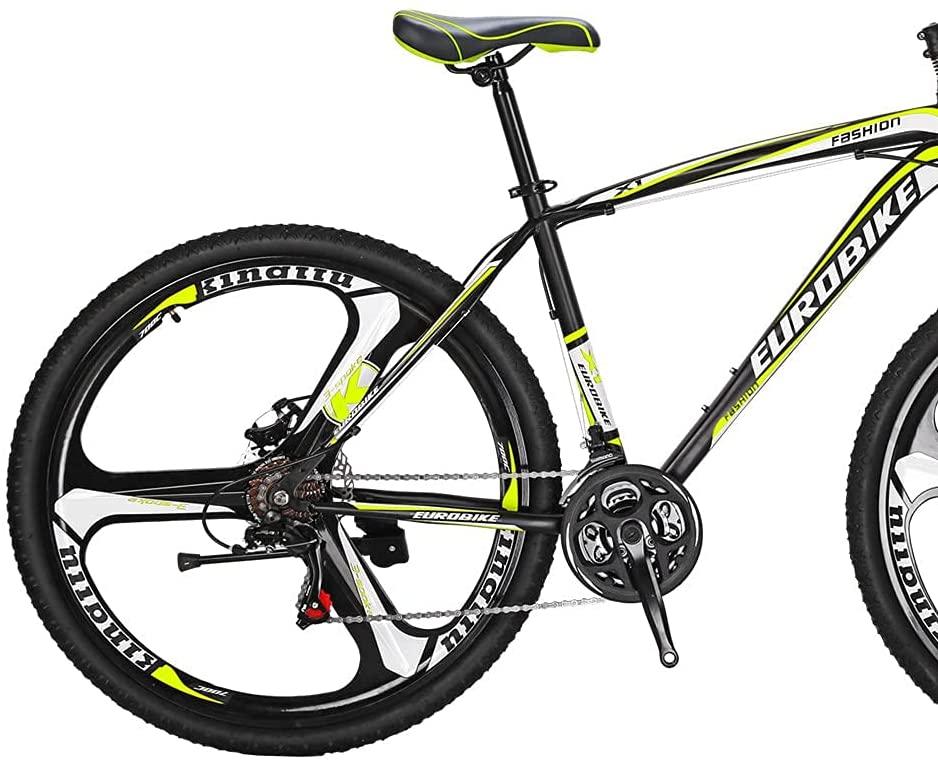 SD X1 27.5 Inch Adult Mountain Bike Steel Frame 3 Spoke Wheel Mechanical Disc Brake 21 Speed Gears System Front Suspension MTB Bicycle Blackyellow