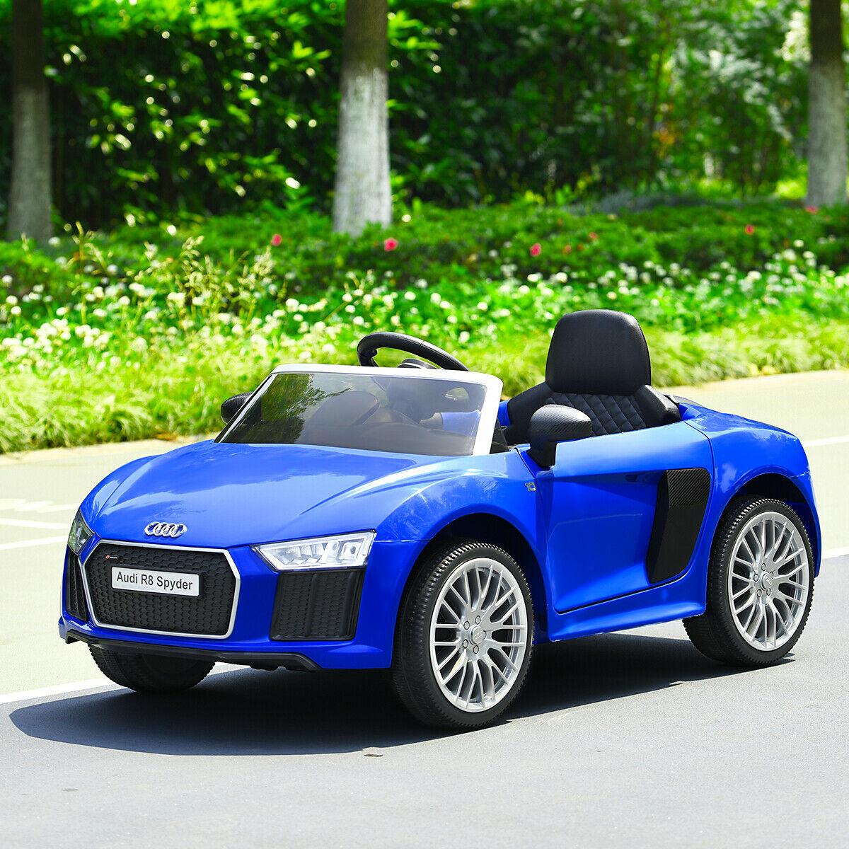 12V Audi R8 Spyder Licensed Electric Kids Ride On Car R/C Suspension MP3 Lights Red/White/Blue
