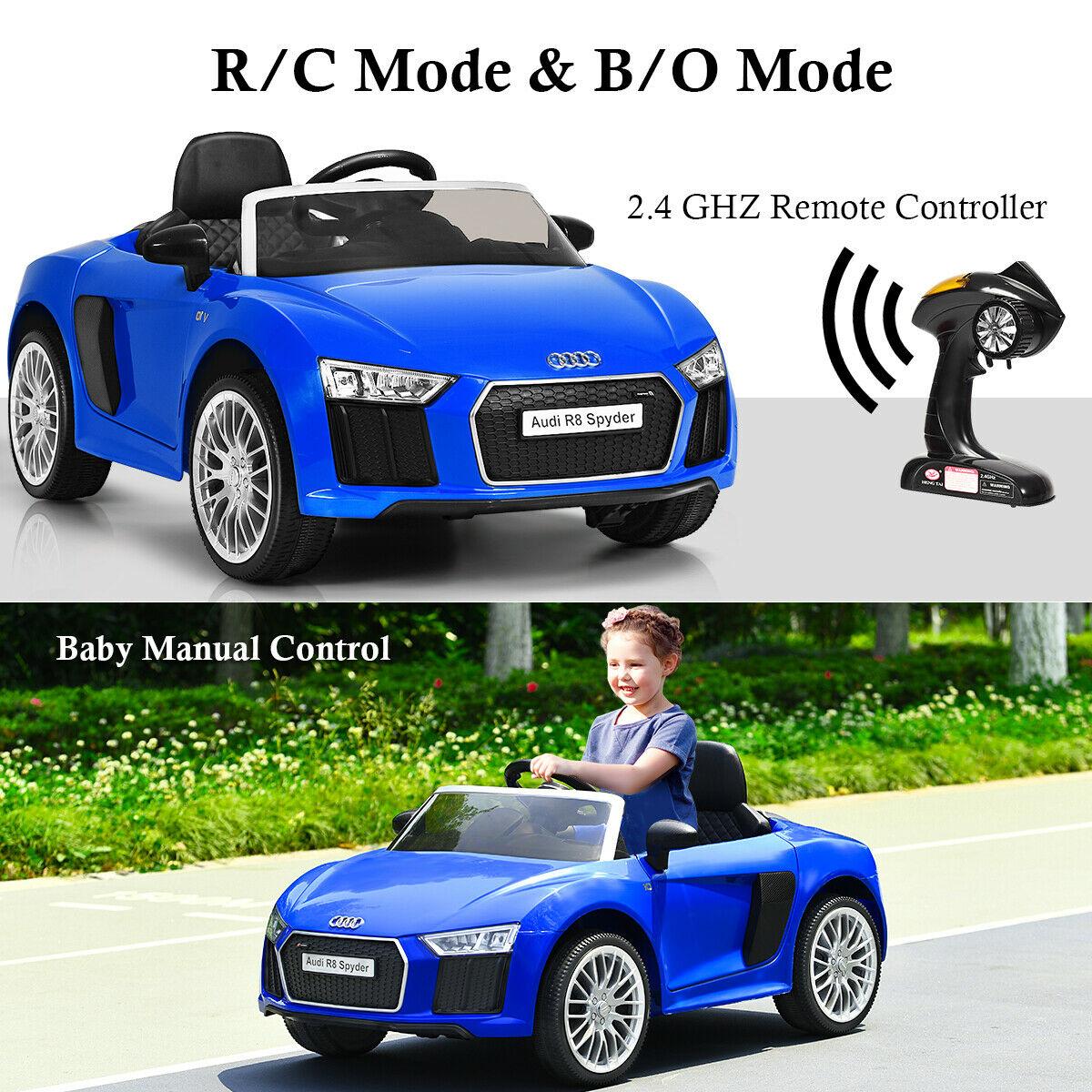12V Audi R8 Spyder Licensed Electric Kids Ride On Car R/C Suspension MP3 Lights Red/White/Blue