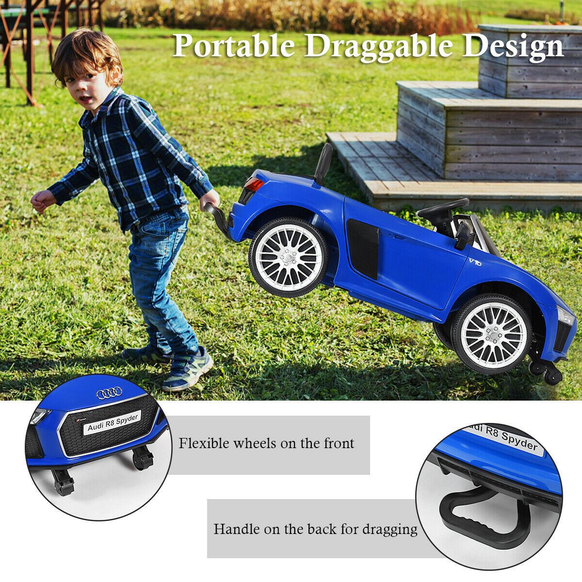 12V Audi R8 Spyder Licensed Electric Kids Ride On Car R/C Suspension MP3 Lights Red/White/Blue