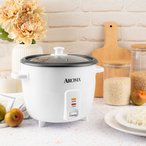 Rice Cooker, 8-Cup (Uncooked) / 16-Cup (Cooked), Pot-Style Rice Cooker and Soup Warmer with One-Touch Control, 4 Qt, White, ARC-368NG