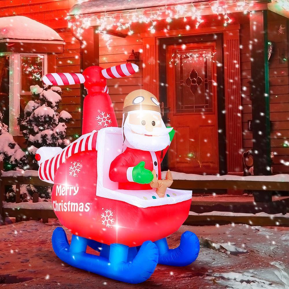 6 ft. H x 5.8 ft. W Christmas Inflatable Decoration Santa Helicopter Pilot LED Lights, Holiday Inflatable Decor