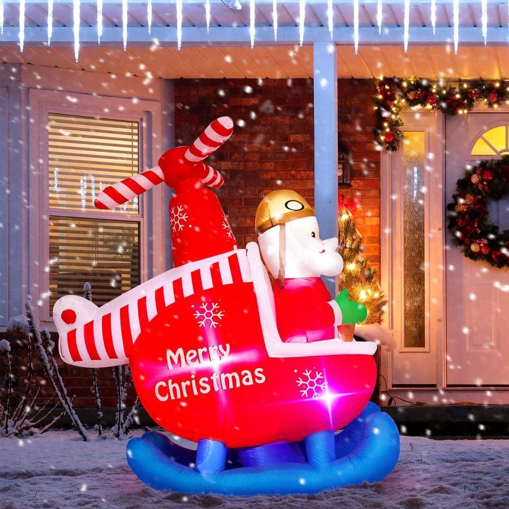 6 ft. H x 5.8 ft. W Christmas Inflatable Decoration Santa Helicopter Pilot LED Lights, Holiday Inflatable Decor