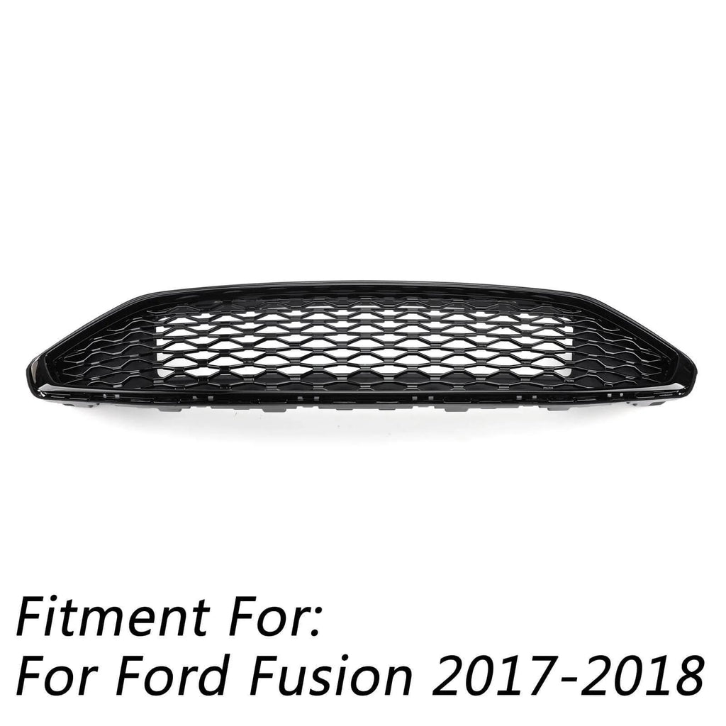 Front Bumper Grille Honeycomb Trim Gloss Black Grille For 2017-2023 Fusion Generic