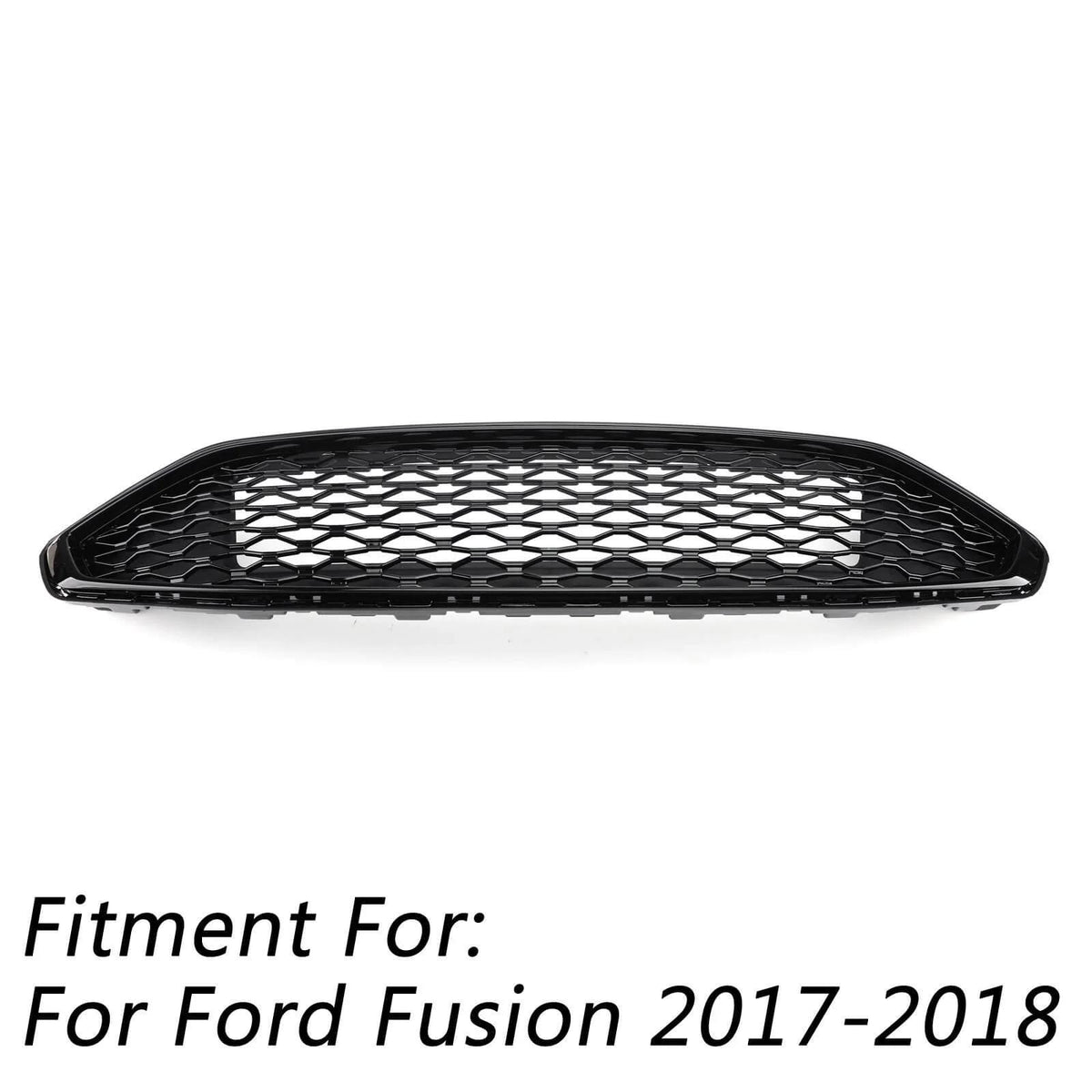 Front Bumper Grille Honeycomb Trim Gloss Black Grille For 2017-2023 Fusion Generic