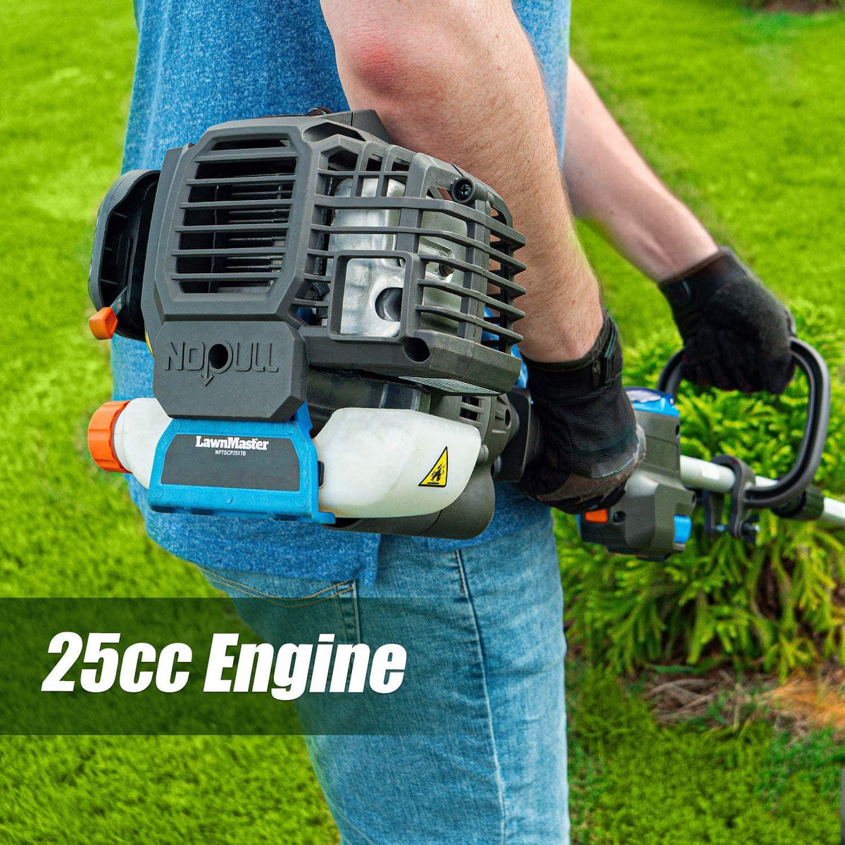 LawnMaster NPTGSP2517A No-Pull Gas Grass Trimmer with Electric Start 25cc 2 Cycle,17-Inch