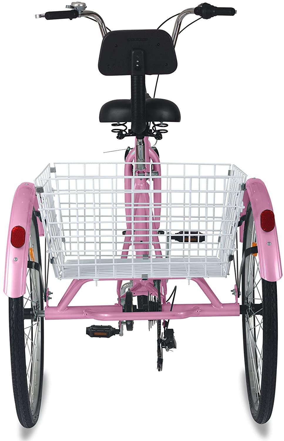 Adult Tricycles, 7 Speed Adult Trikes 20/24/26 inch 3 Wheel Bikes for Adults with LarBasket for Recreation, Shopping, Picnics Exercise Men's Women's Cruiser Bike