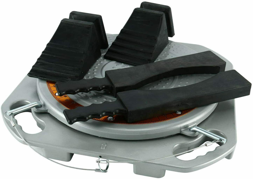 One Pair Aluminum Turntable Wheel Alignment 360閹 Rotating Turn Plate Table 3 Ton