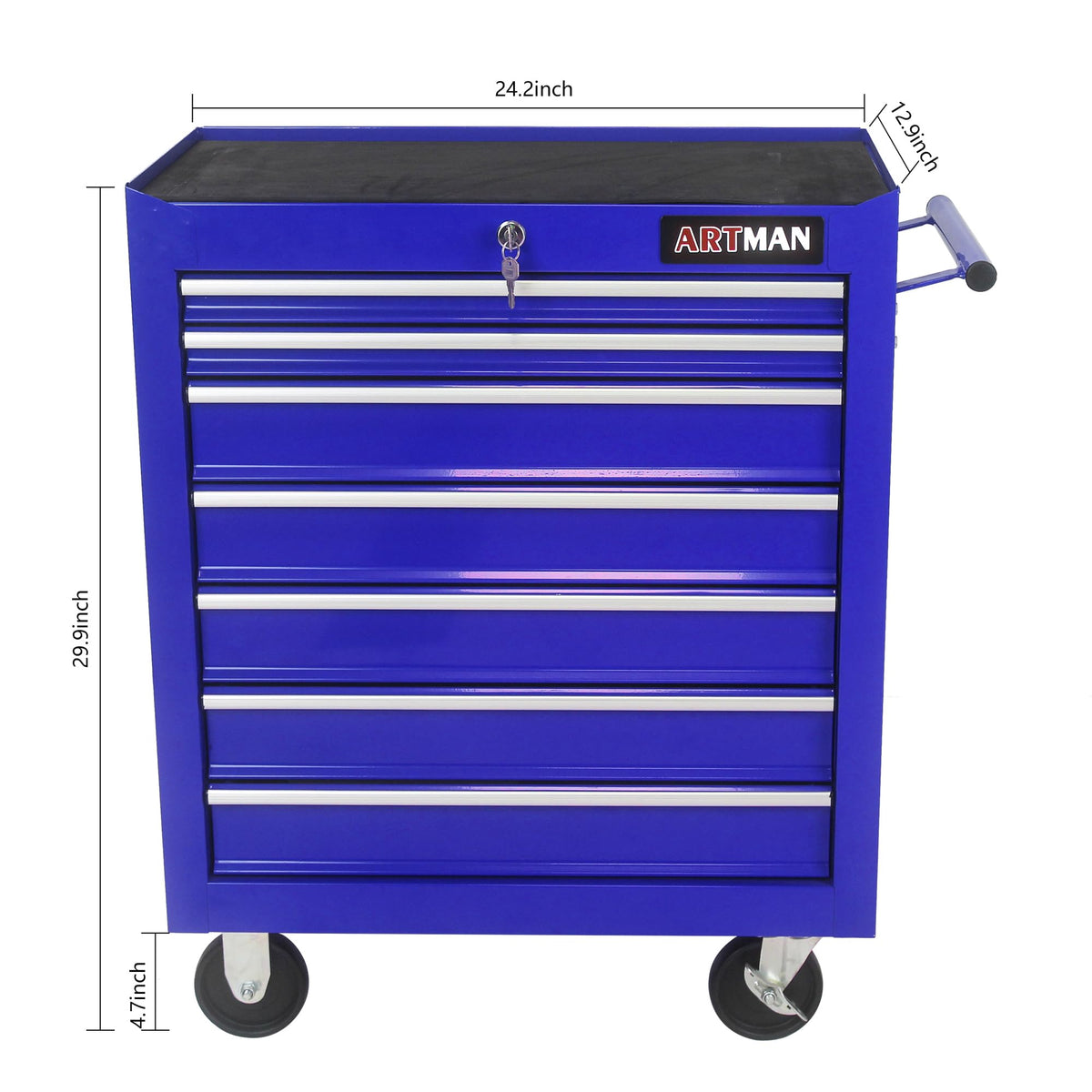 7 Drawers Rolling Tool Chest & Tool Box on Wheels | Heavy Duty Metal Cart with Ball Bearing Drawers | Fits US General Tool Box for GaraStora(Blue, 7 Drawers（29.9" H × 24.2" W × 12.9" D)